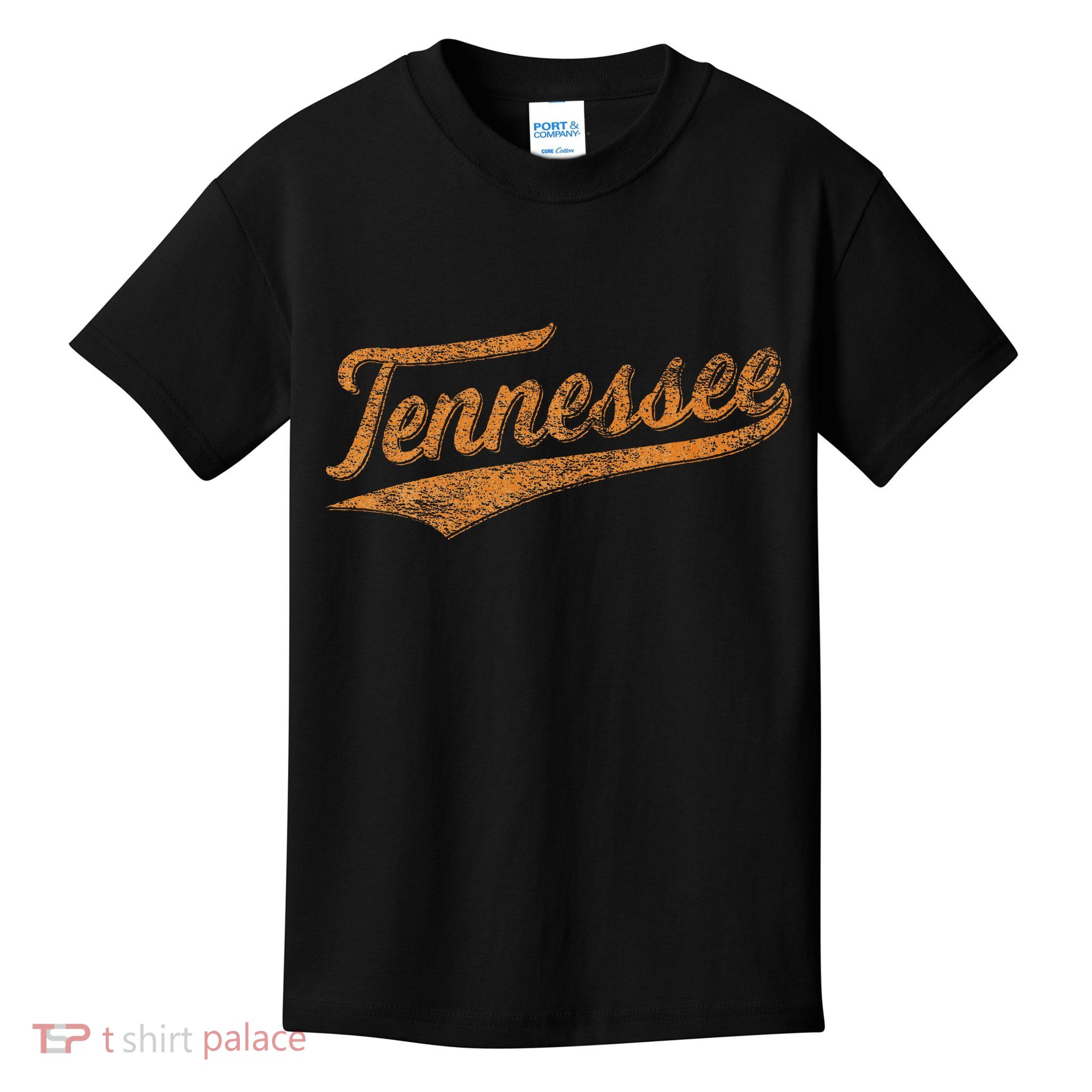 Tennessee Baseball Sports Script Cursive Flag Swoosh Retro Kids T-Shirt