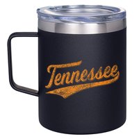 Tennessee Baseball Sports Script Cursive Flag Swoosh Retro 12oz Stainless Steel Coffee Mug