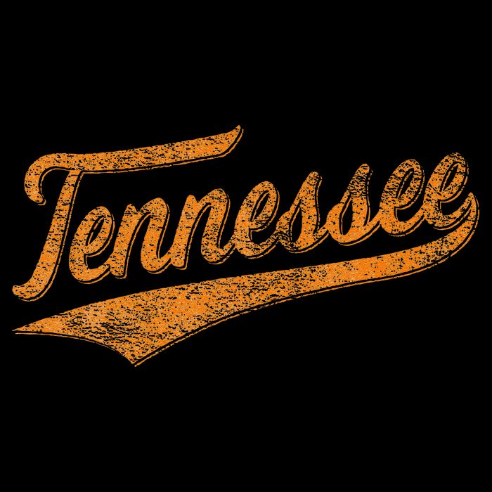 Tennessee Baseball Sports Script Cursive Flag Swoosh Retro Cropped Pullover Crew