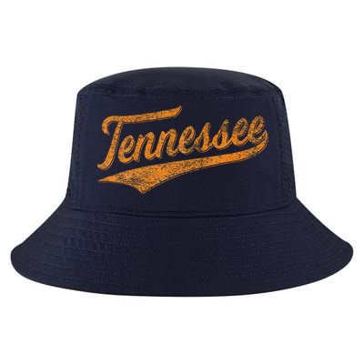 Tennessee Baseball Sports Script Cursive Flag Swoosh Retro Cool Comfort Performance Bucket Hat