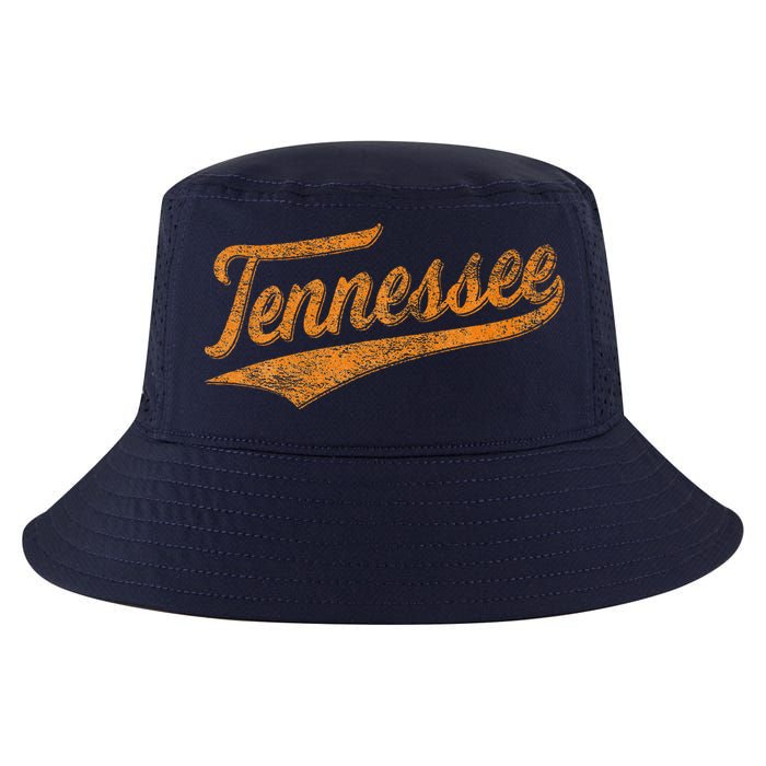 Tennessee Baseball Sports Script Cursive Flag Swoosh Retro Cool Comfort Performance Bucket Hat