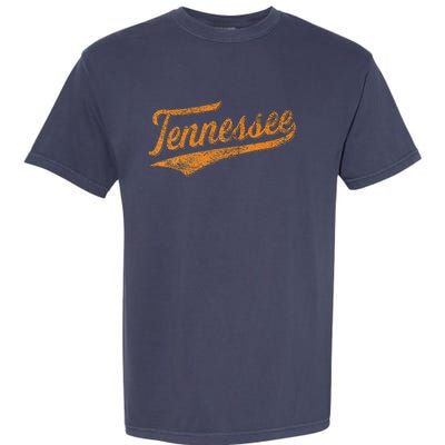 Tennessee Baseball Sports Script Cursive Flag Swoosh Retro Garment-Dyed Heavyweight T-Shirt