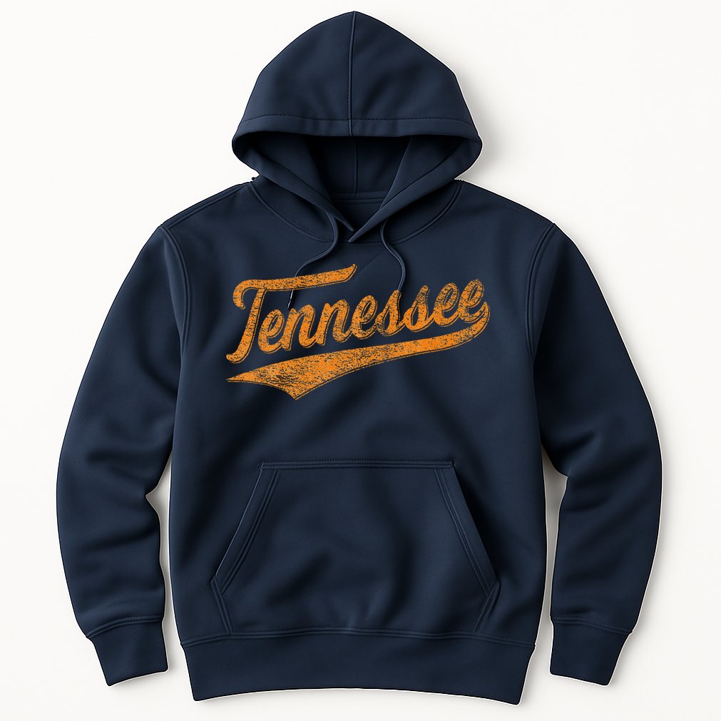 Tennessee Baseball Sports Script Cursive Flag Swoosh Retro Hoodie