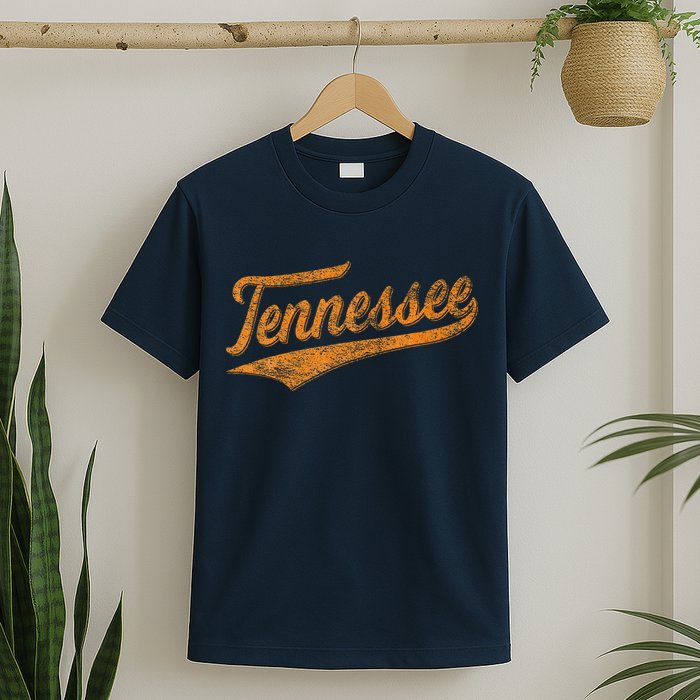 Tennessee Baseball Sports Script Cursive Flag Swoosh Retro T-Shirt