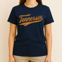 Tennessee Baseball Sports Script Cursive Flag Swoosh Retro T-Shirt