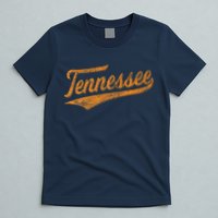 Tennessee Baseball Sports Script Cursive Flag Swoosh Retro T-Shirt