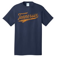 Tennessee Baseball Sports Script Cursive Flag Swoosh Retro Tall T-Shirt