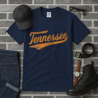 Tennessee Baseball Sports Script Cursive Flag Swoosh Retro Tall T-Shirt