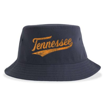 Tennessee Baseball Sports Script Cursive Flag Swoosh Retro Sustainable Bucket Hat