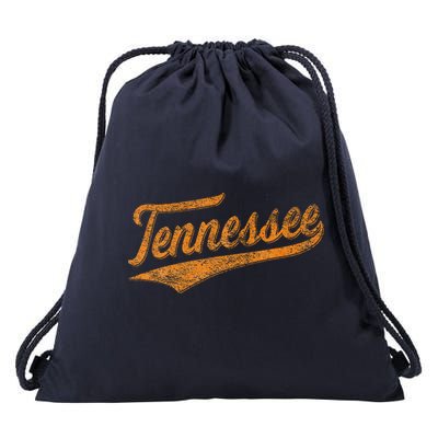 Tennessee Baseball Sports Script Cursive Flag Swoosh Retro Drawstring Bag