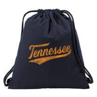 Tennessee Baseball Sports Script Cursive Flag Swoosh Retro Drawstring Bag