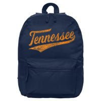 Tennessee Baseball Sports Script Cursive Flag Swoosh Retro 16 in Basic Backpack
