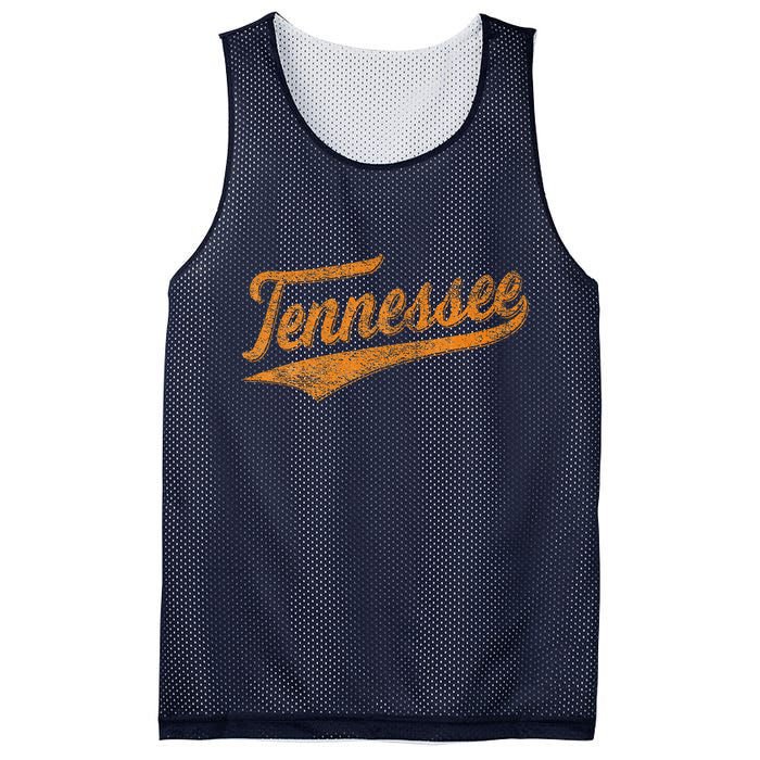 Tennessee Baseball Sports Script Cursive Flag Swoosh Retro Mesh Reversible Basketball Jersey Tank