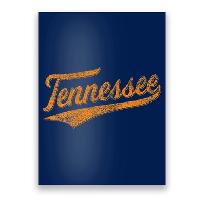 Tennessee Baseball Sports Script Cursive Flag Swoosh Retro Poster