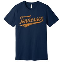 Tennessee Baseball Sports Script Cursive Flag Swoosh Retro Premium T-Shirt