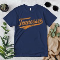 Tennessee Baseball Sports Script Cursive Flag Swoosh Retro Premium T-Shirt