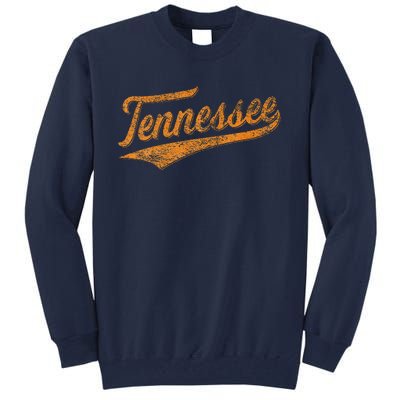 Tennessee Baseball Sports Script Cursive Flag Swoosh Retro Tall Sweatshirt