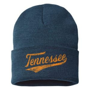 Tennessee Baseball Sports Script Cursive Flag Swoosh Retro Sustainable Knit Beanie