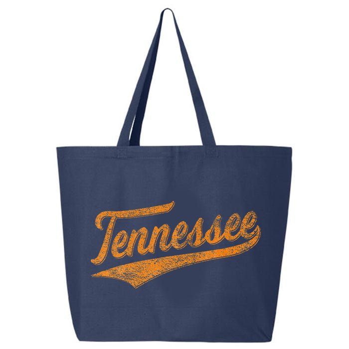 Tennessee Baseball Sports Script Cursive Flag Swoosh Retro 25L Jumbo Tote