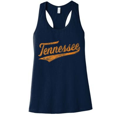 Tennessee Baseball Sports Script Cursive Flag Swoosh Retro Womens Tank Top