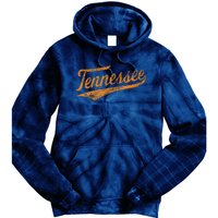 Tennessee Baseball Sports Script Cursive Flag Swoosh Retro Tie Dye Hoodie