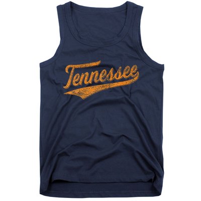 Tennessee Baseball Sports Script Cursive Flag Swoosh Retro Tank Top