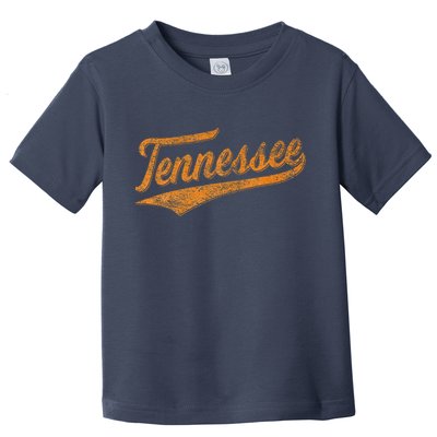 Tennessee Baseball Sports Script Cursive Flag Swoosh Retro Toddler T-Shirt