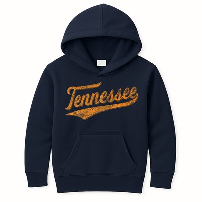 Tennessee Baseball Sports Script Cursive Flag Swoosh Retro Kids Hoodie