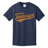 Tennessee Baseball Sports Script Cursive Flag Swoosh Retro Kids T-Shirt