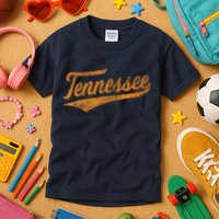 Tennessee Baseball Sports Script Cursive Flag Swoosh Retro Kids T-Shirt