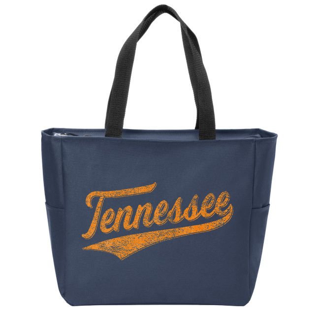 Tennessee Baseball Sports Script Cursive Flag Swoosh Retro Zip Tote Bag