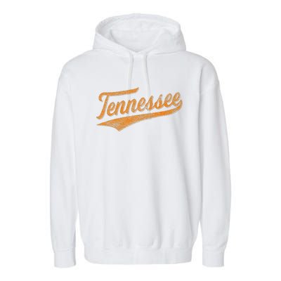 Tennessee Baseball Sports Script Cursive Flag Swoosh Retro Garment-Dyed Fleece Hoodie