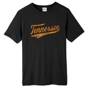 Tennessee Baseball Sports Script Cursive Flag Swoosh Retro Tall Fusion ChromaSoft Performance T-Shirt