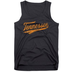 Tennessee Baseball Sports Script Cursive Flag Swoosh Retro Tank Top