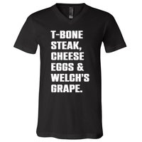 T Bone Steak Cheese Eggs And Welchs Grape V-Neck T-Shirt
