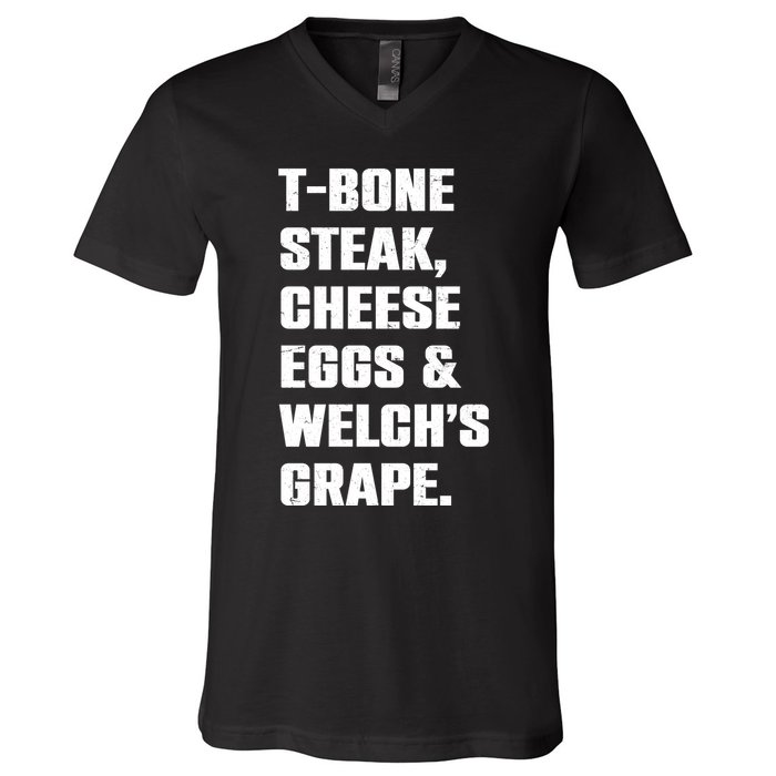 T Bone Steak Cheese Eggs And Welchs Grape V-Neck T-Shirt