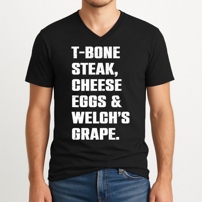 T Bone Steak Cheese Eggs And Welchs Grape V-Neck T-Shirt