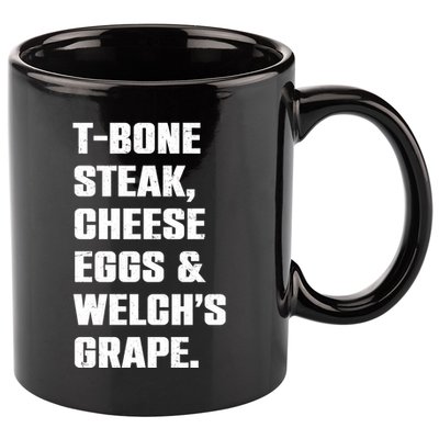 T Bone Steak Cheese Eggs And Welchs Grape 11oz C Handle Ceramic Mug