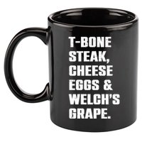T Bone Steak Cheese Eggs And Welchs Grape 11oz C Handle Ceramic Mug