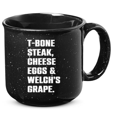 T Bone Steak Cheese Eggs And Welchs Grape 15oz Campfire Ceramic Mug