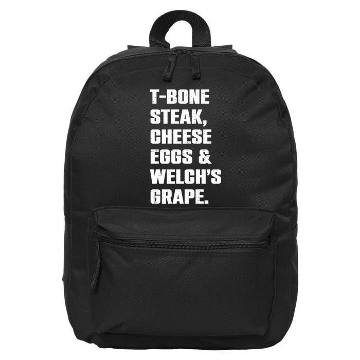 T Bone Steak Cheese Eggs And Welchs Grape 16 in Basic Backpack