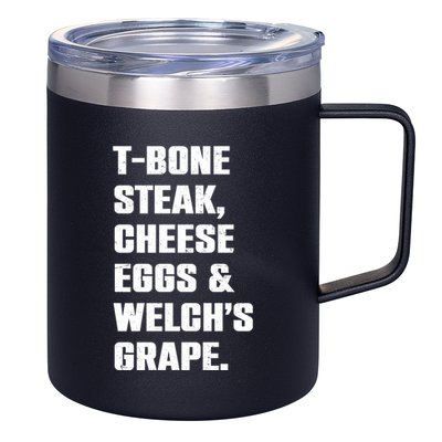 T Bone Steak Cheese Eggs And Welchs Grape 12oz Stainless Steel Coffee Mug