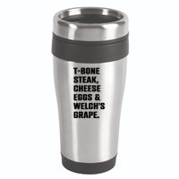 T Bone Steak Cheese Eggs And Welchs Grape 16oz Travel Tumbler