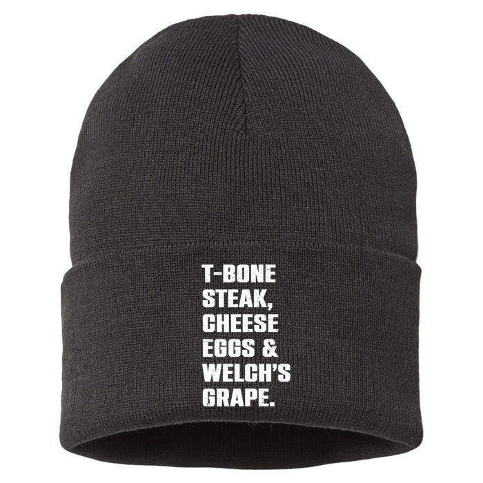T Bone Steak Cheese Eggs And Welchs Grape Sustainable Knit Beanie