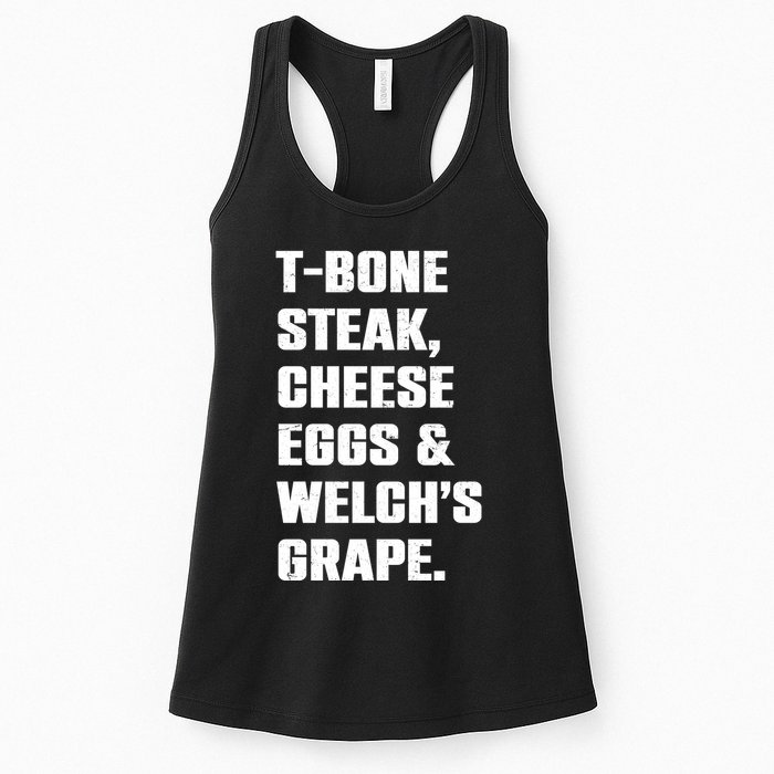 T Bone Steak Cheese Eggs And Welchs Grape Womens Tank Top