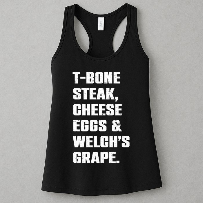 T Bone Steak Cheese Eggs And Welchs Grape Womens Tank Top