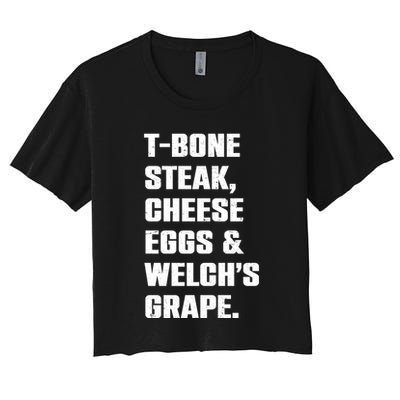 T Bone Steak Cheese Eggs And Welchs Grape Crop Top