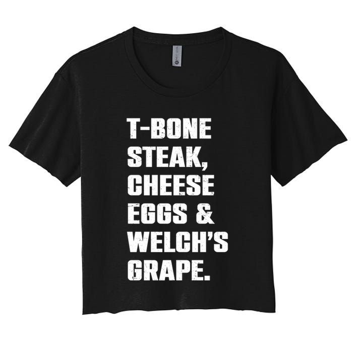 T Bone Steak Cheese Eggs And Welchs Grape Crop Top
