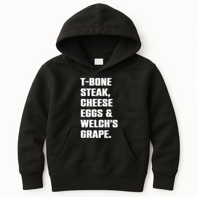 T Bone Steak Cheese Eggs And Welchs Grape Kids Hoodie
