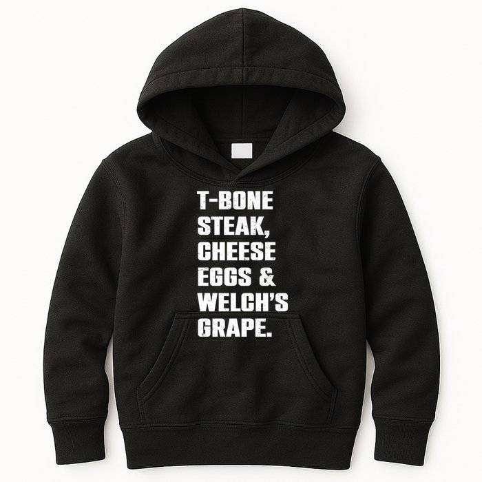 T Bone Steak Cheese Eggs And Welchs Grape Kids Hoodie